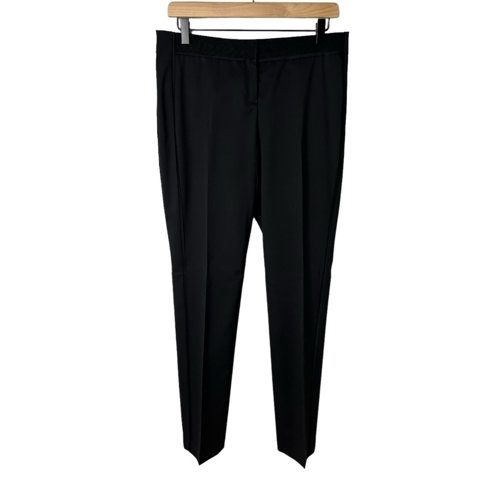 Tory Burch Wool Straight Leg Pants Black Size 8 Grosgrain Waistband